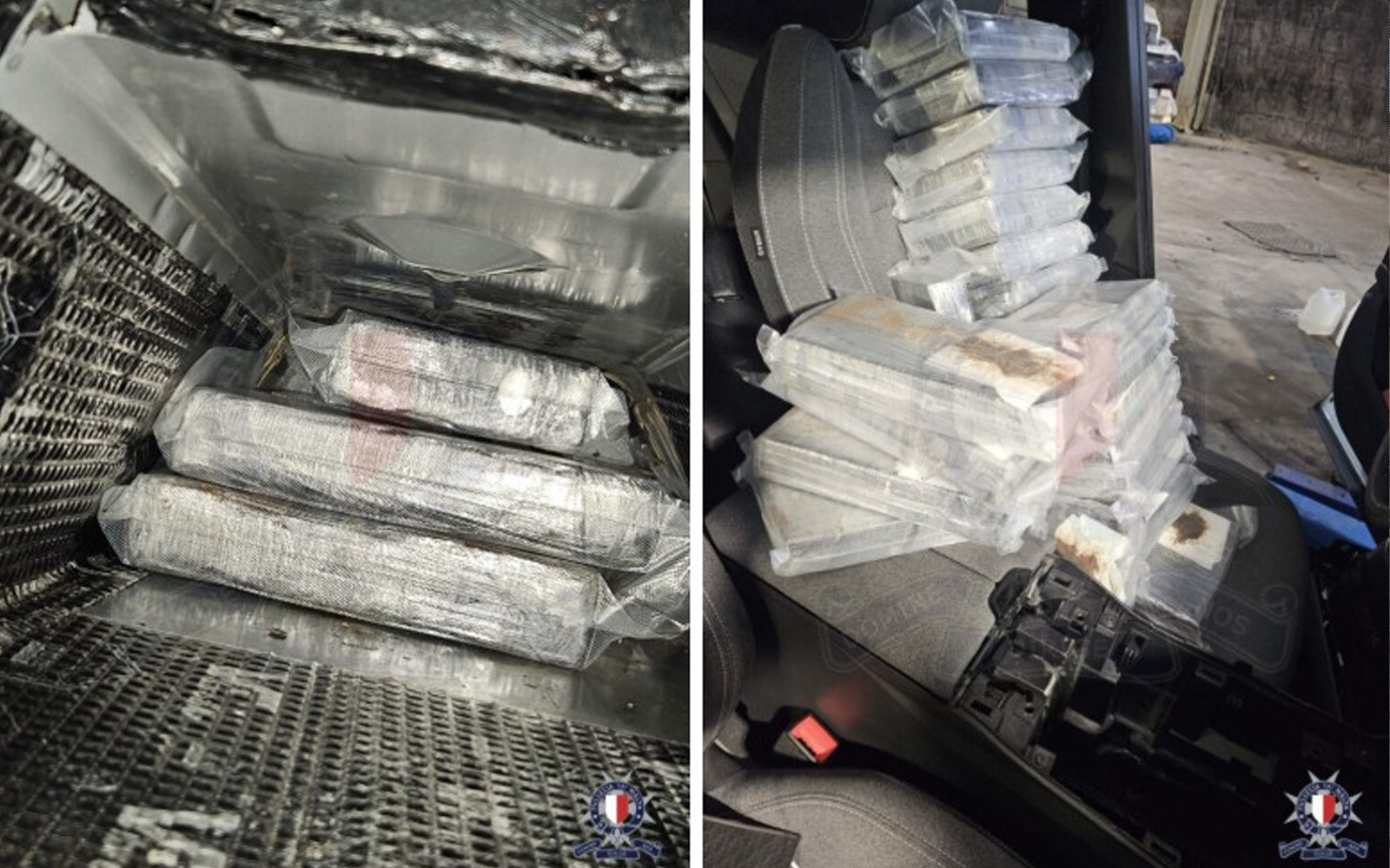 Police vehicle in Malta during a drug-related investigation involving suspected cocaine seized after arrival from Sicily.