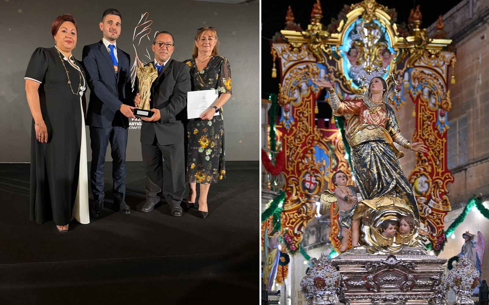 Three-dimensional handcrafted Santa Marija sopraporta in Mqabba recognised with the National Maltese Craftsmanship Award.