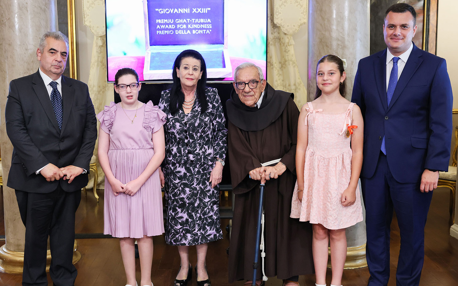 Jayana Chircop receiving the Pope John XXIII Award for Kindness 2026 at Sant’Anton Palace.